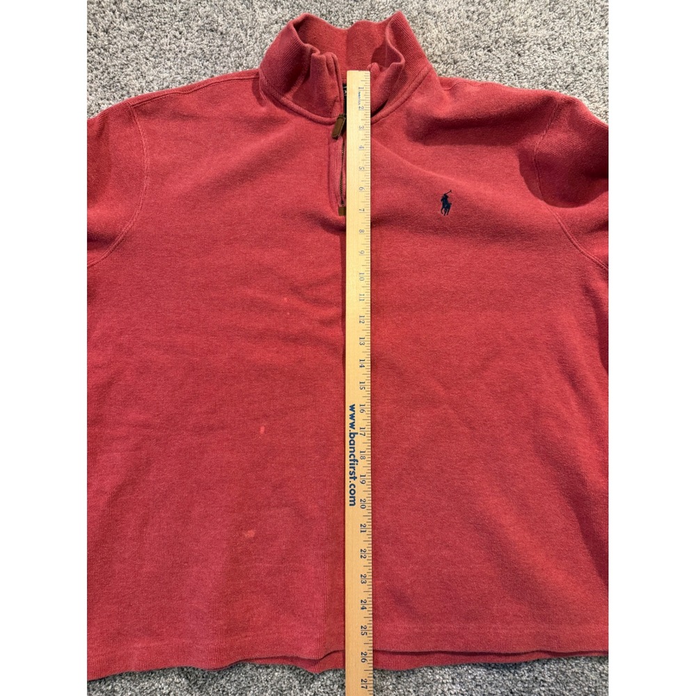Polo Ralph Lauren Sweatshirt Mens XXL‎ Red Quarter Zip Pullover Estate Rib * - Picture 6 of 9